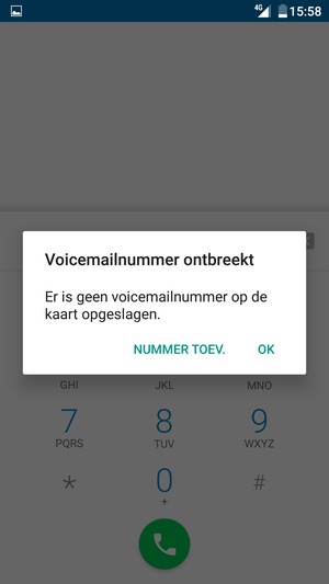 Als uw voicemail niet geïnstalleerd is, selecteer NUMMER TOEV.