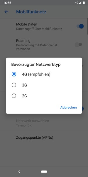 Wählen Sie die gewünschte Option