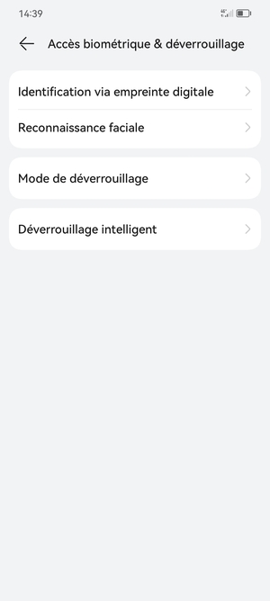 Sélectionnez Mode de déverrouillage