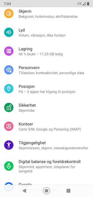 Bla til og velg Sikkerhet