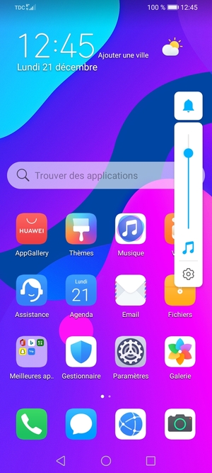 Maintenir appuyé pour baisser le volume au niveau requis