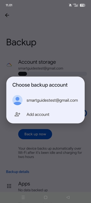 Select your backup account