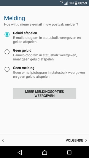 Selecteer uw voorkeursoptie en selecteer VOLGENDE