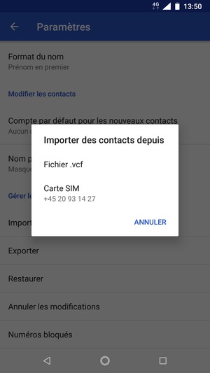 Sélectionnez Carte SIM