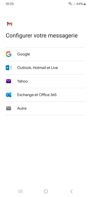 Sélectionnez Exchange et Office 365