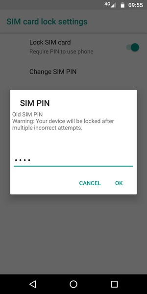 Enter your Old SIM PIN and select OK