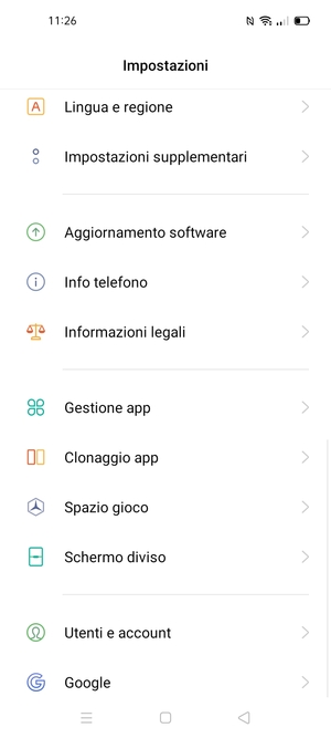 Scorri e seleziona Aggiornamento software