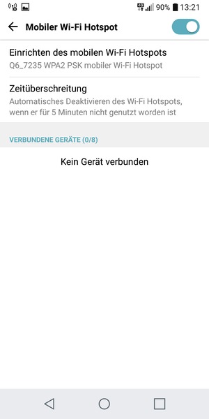 Ihr Handy ist jetzt für die Verwendung als Modem eingerichtet
