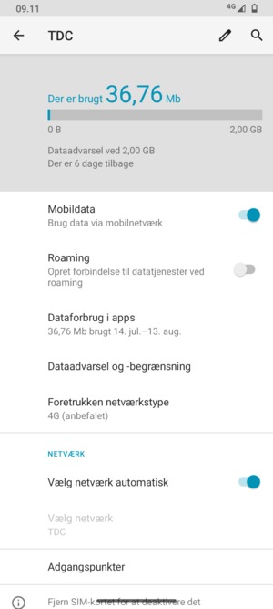 Slå Vælg netværk automatisk fra