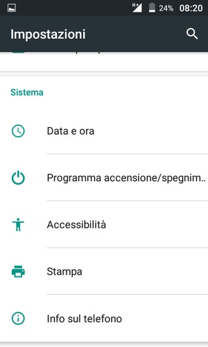 Scorri e seleziona Info sul telefono