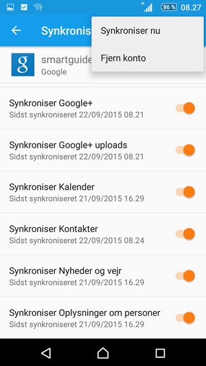 Vælg Synkroniser nu