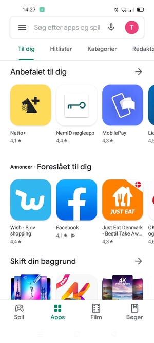 Vælg søgefeltet