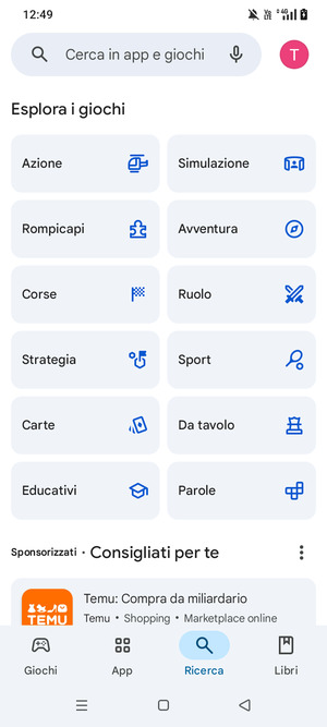 Seleziona la barra di ricerca