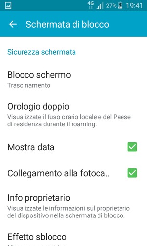 Seleziona Blocco schermo