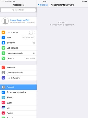 Se il tuo iPad è aggiornato, vedrai la schermata seguente.
