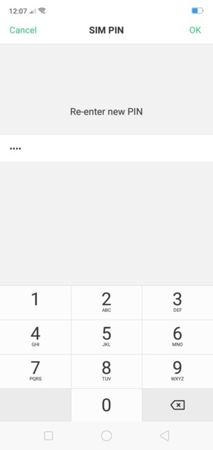 Confirm your new SIM PIN and select OK