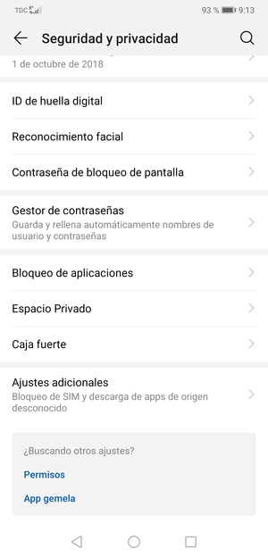 Seleccione Ajustes adicionales