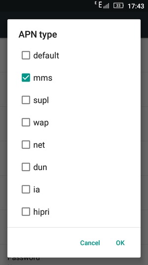 Check the mms checkbox and select OK