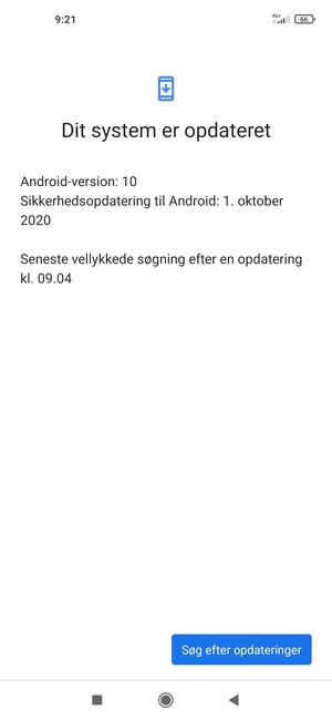 Hvis din telefon er opdateret, vil du se følgende skærmbillede