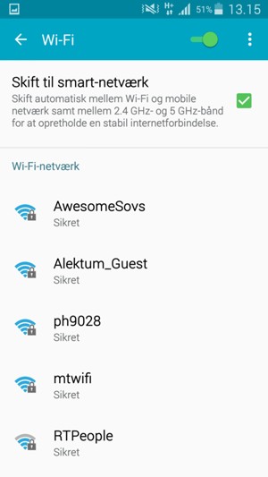 Vælg det trådløse netværk, du ønsker at oprette forbindelse til
