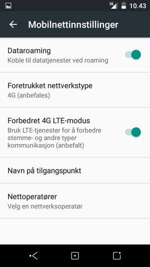 Slå Dataroaming på eller av