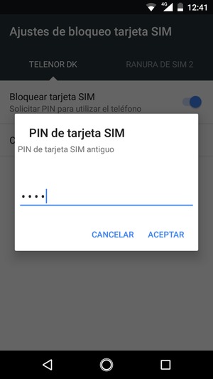 Introduzca su PIN de tarjeta SIM antiguo y seleccione ACEPTAR