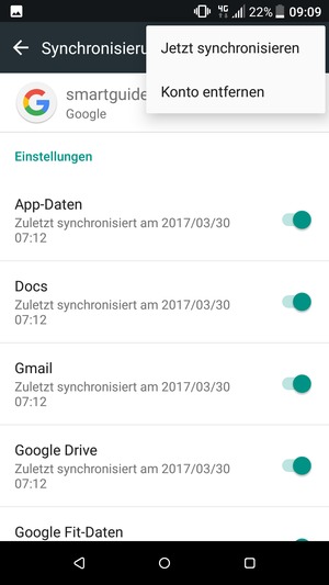 Wählen Sie Jetzt synchronisieren