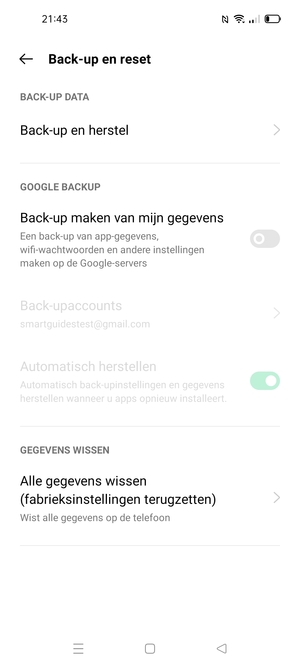 Schakel Back-up maken van mijn gegevens in