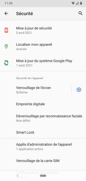 Sélectionnez Verrouillage de la carte SIM