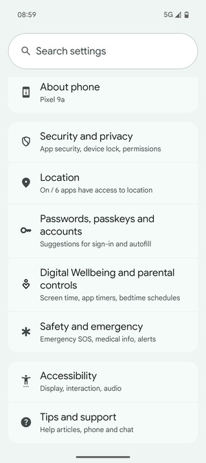 Return to the Settings menu and select Passwords, passkeys and accounts