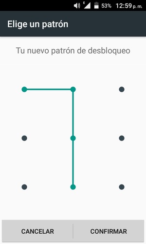 Dibuje de nuevo el patrón de desbloqueo y seleccione CONFIRMAR