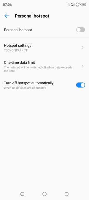 Select Hotspot settings