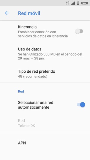 Desactivar Seleccionar una red automáticamente