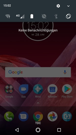 Ziehen Sie erneut das obere Menü nach unten