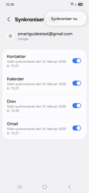 Vælg Synkroniser nu