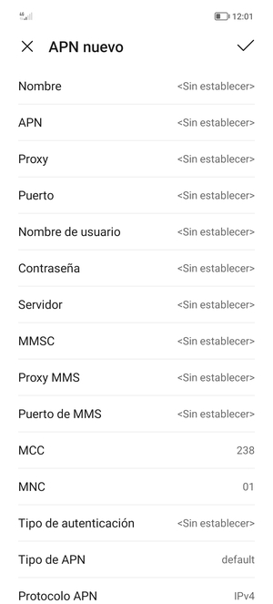 Introduzca la información MMS