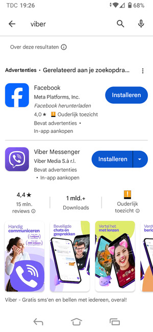 Selecteer de app