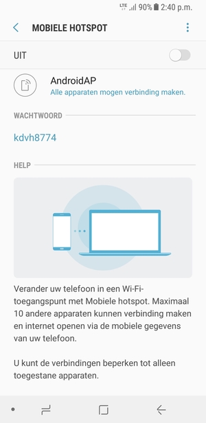Selecteer de Menu-knop