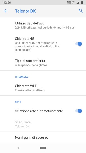 Scorri e seleziona Nomi punti di accesso