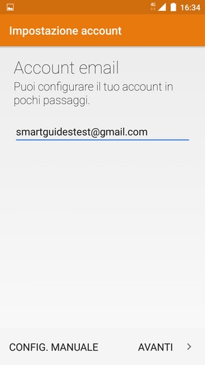 Inserisci il tuo indirizzo Gmail o Hotmail e seleziona AVANTI