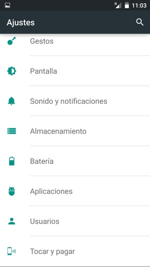 Desplácese y seleccione Batería