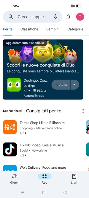 Seleziona la barra di ricerca