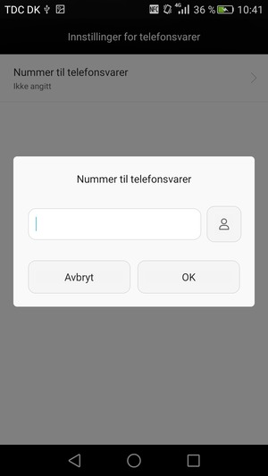 Skriv inn Nummer til telefonsvarer og velg OK