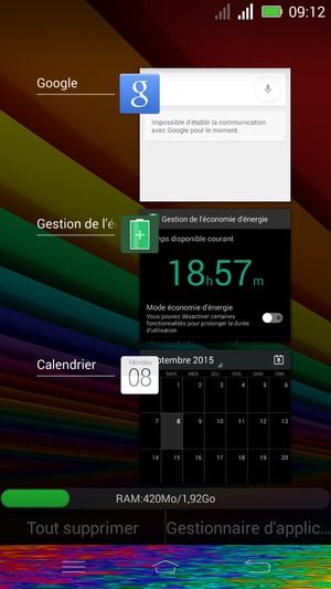 Sélectionnez Tout supprimer pour fermer toutes les applications en cours d'exécution