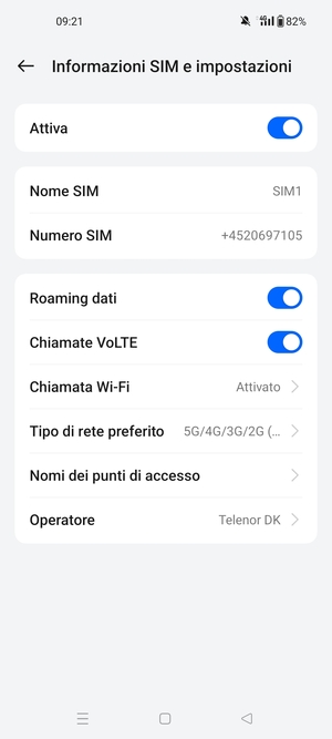 Attiva o disattiva Roaming dati