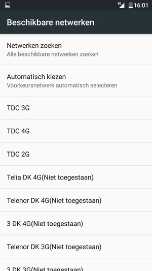 Selecteer een netwerkoperator uit de lijst