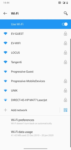 Select the wireless network you want to connect to