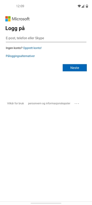 Skriv inn e-postadresse og velg Neste