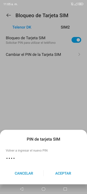 Confirme Nuevo PIN y seleccione ACEPTAR