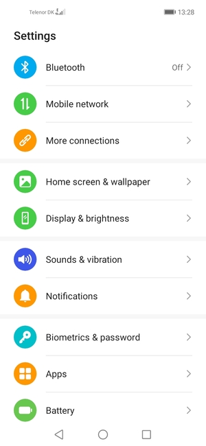 Scroll to and select Battery